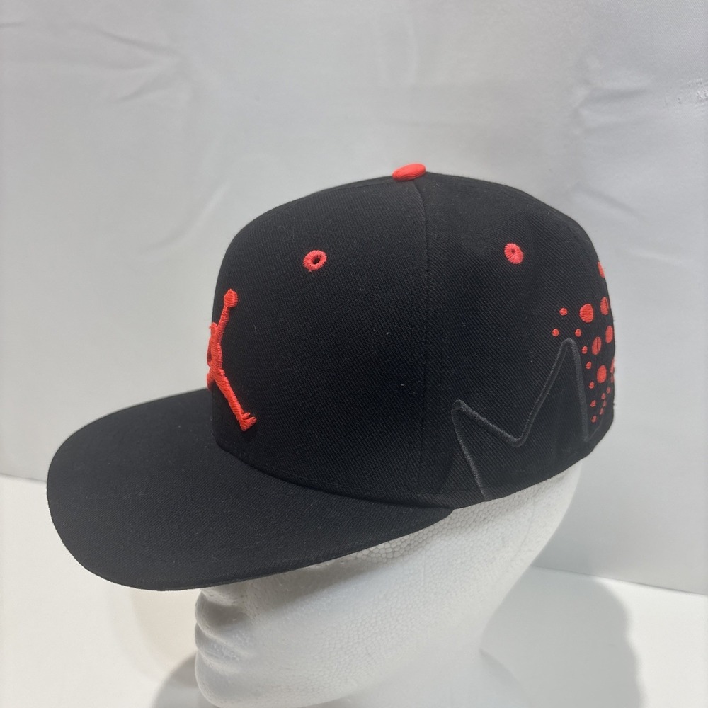 Vintage Air Jordan Snapback Hat Black Orange Rare Side Dot Pattern Y2K Cap 2014
